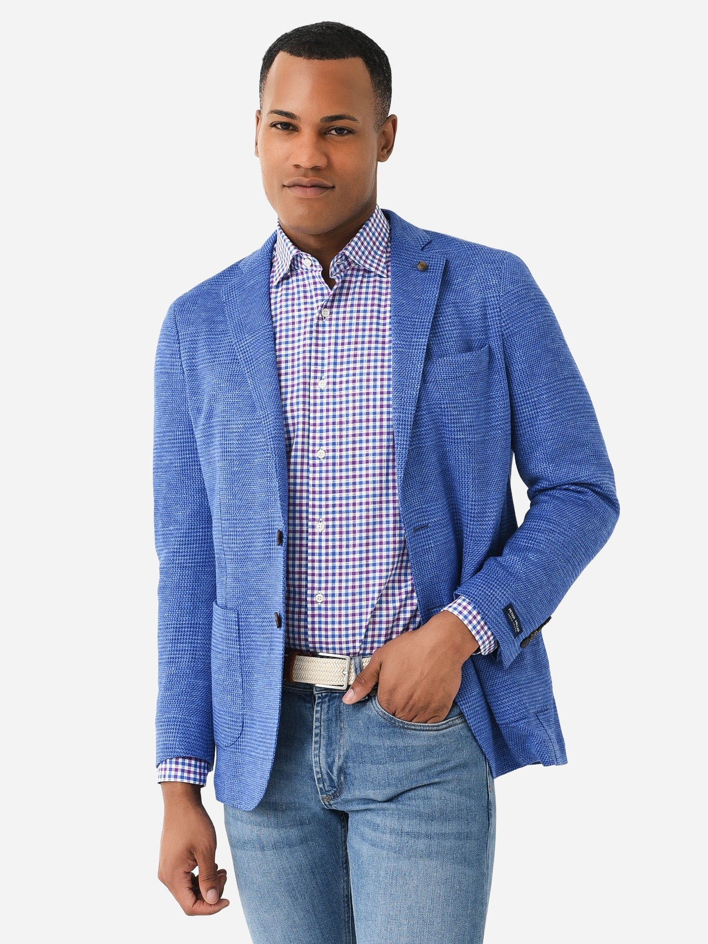  Peter Millar Crown Crafted Men's Holden Jersey Houndstooth Soft Jacket