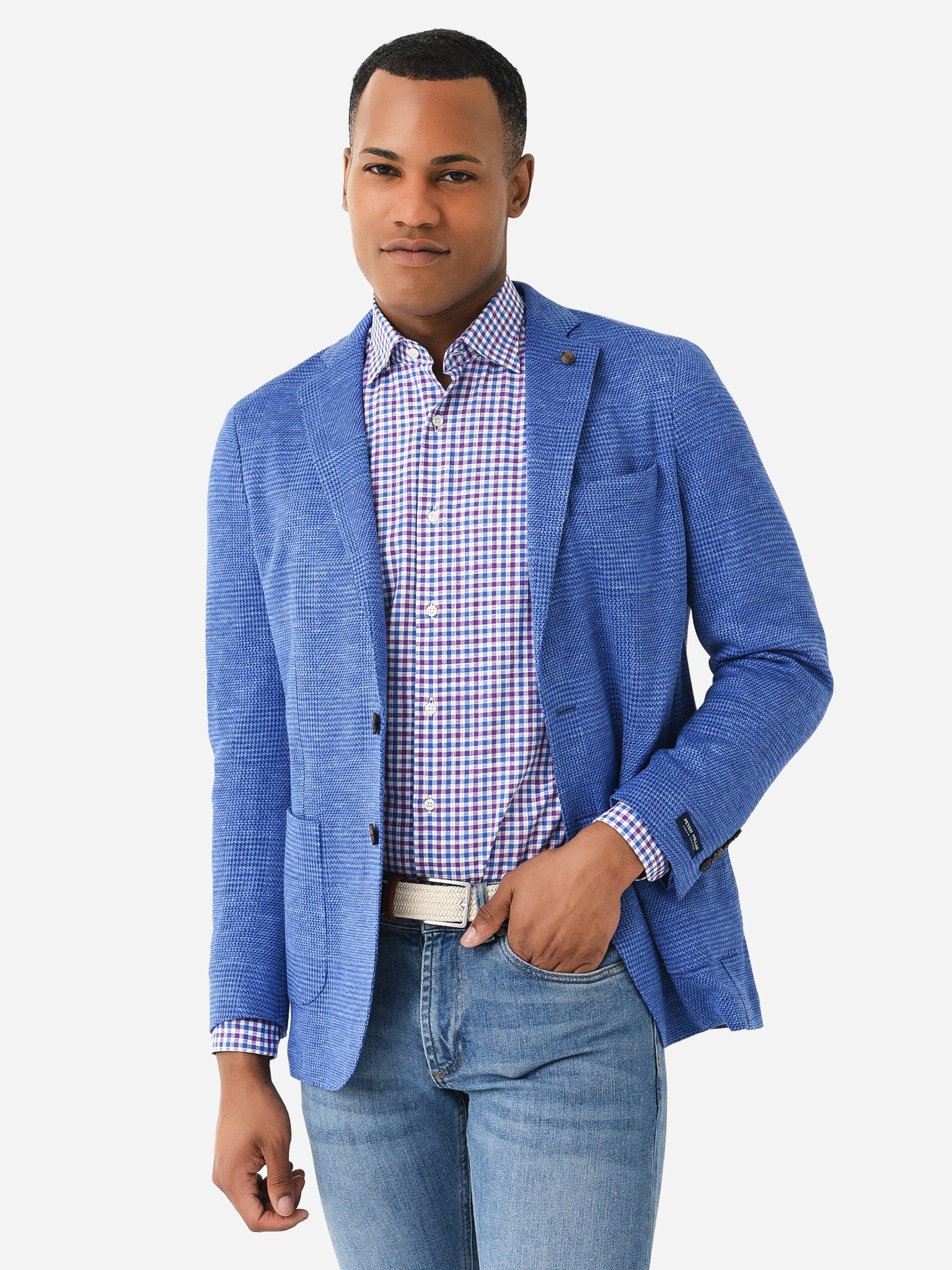  Peter Millar Crown Crafted Men's Holden Jersey Houndstooth Soft Jacket
