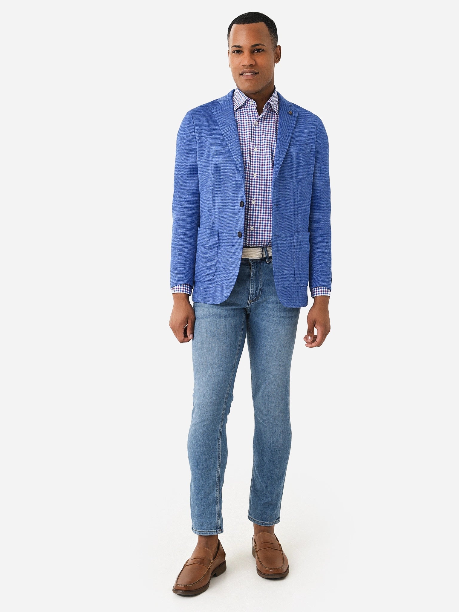  Peter Millar Crown Crafted Men's Holden Jersey Houndstooth Soft Jacket