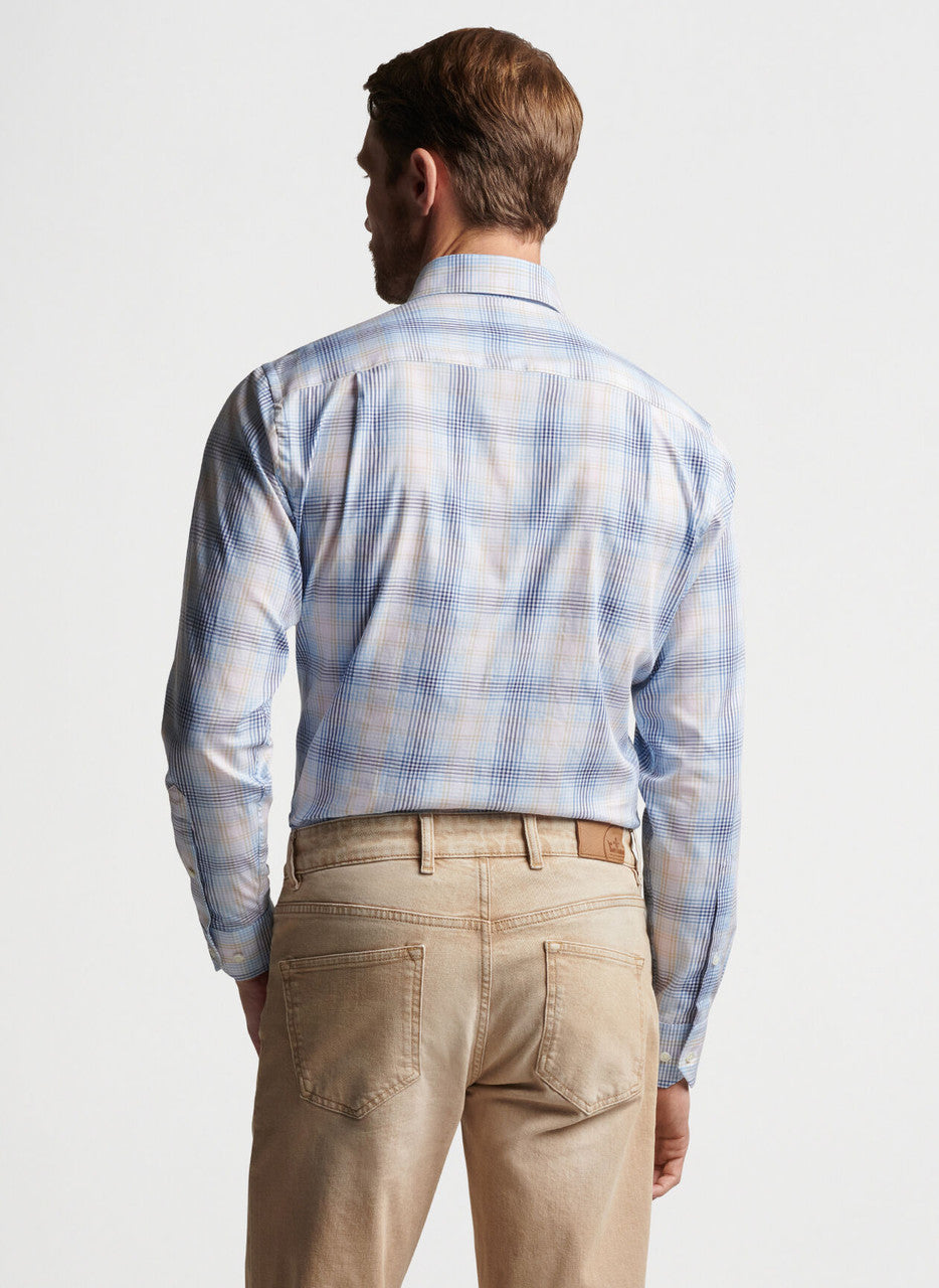  Peter Millar Devon Cotton Sport Shirt: Channel Blue