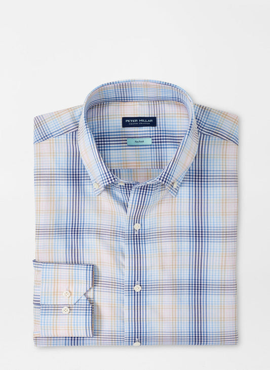  Peter Millar Devon Cotton Sport Shirt: Channel Blue