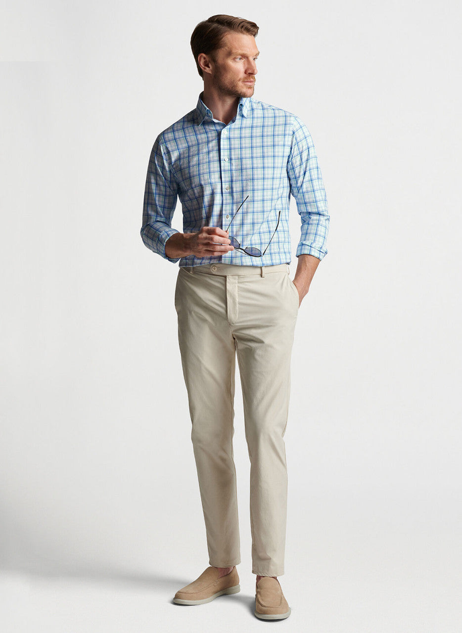  Peter Millar Crown Crafted Savoy Performance Poplin Sport Shirt: Marina Blue