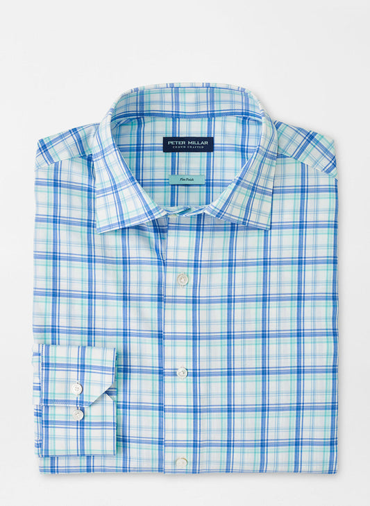  Peter Millar Crown Crafted Savoy Performance Poplin Sport Shirt: Marina Blue