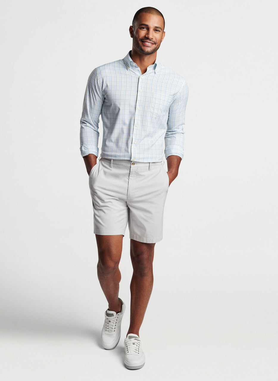  Peter Millar Eastport Performance Twill Sport Shirt: Larkspur