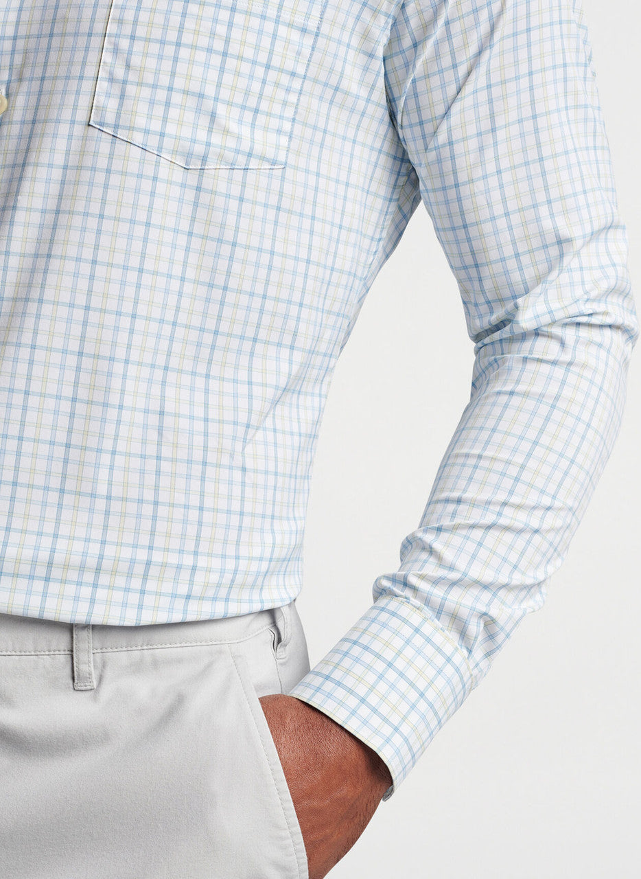  Peter Millar Eastport Performance Twill Sport Shirt: Larkspur