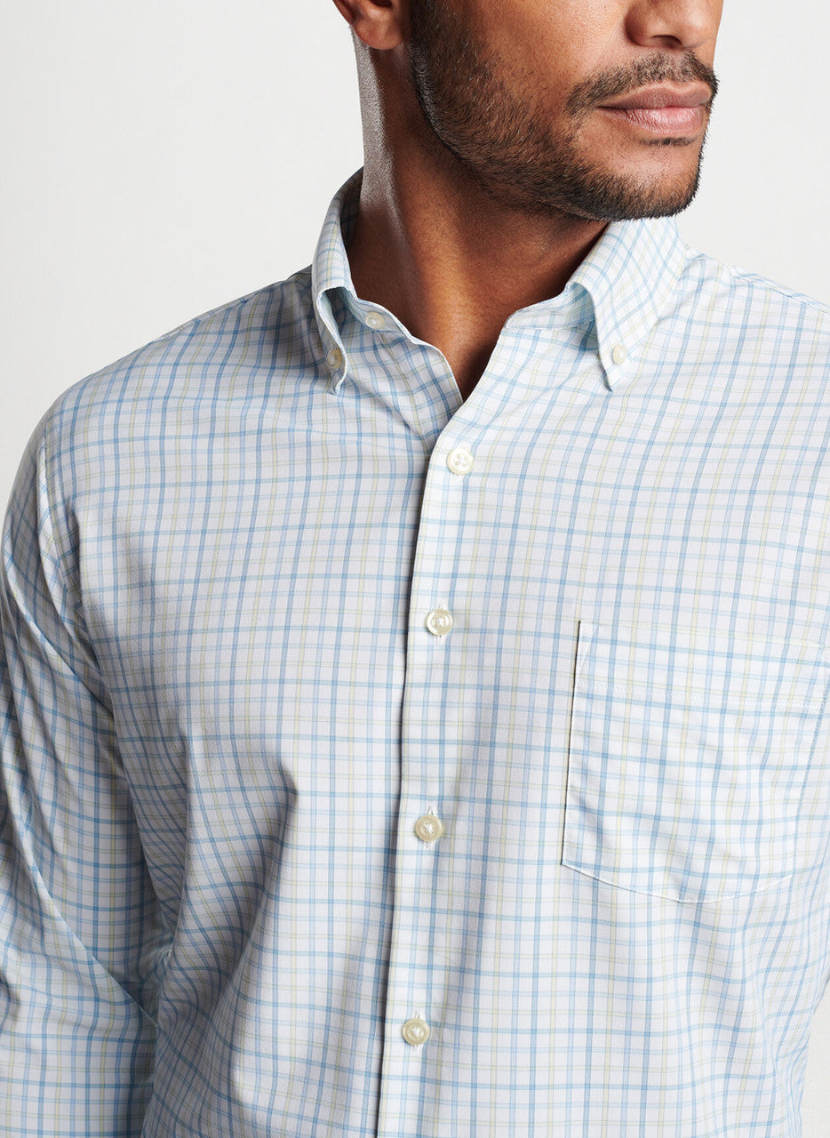  Peter Millar Eastport Performance Twill Sport Shirt: Larkspur