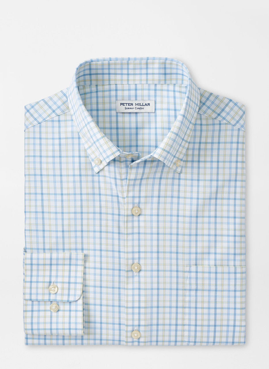  Peter Millar Eastport Performance Twill Sport Shirt: Larkspur
