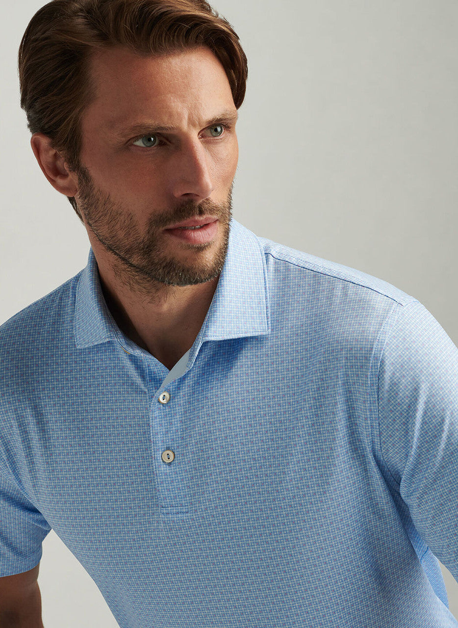  Peter Millar Vega Performance Jersey Polo: Cottage Blue
