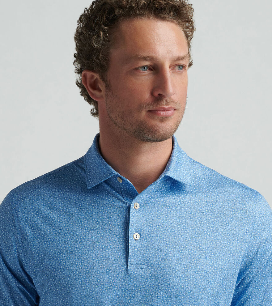  Peter Millar Bristol Floral Performance Jersey Polo: Blue Fade