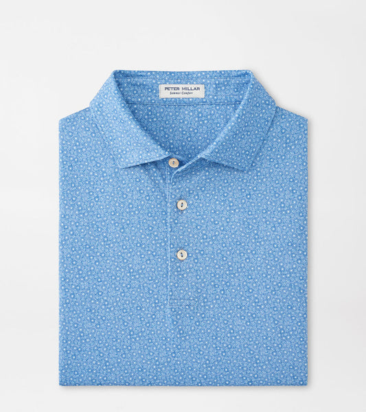  Peter Millar Bristol Floral Performance Jersey Polo: Blue Fade