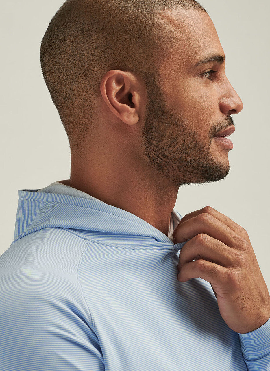  Peter Millar Pine Sugar Stripe Performance Hoodie: Blue Fade