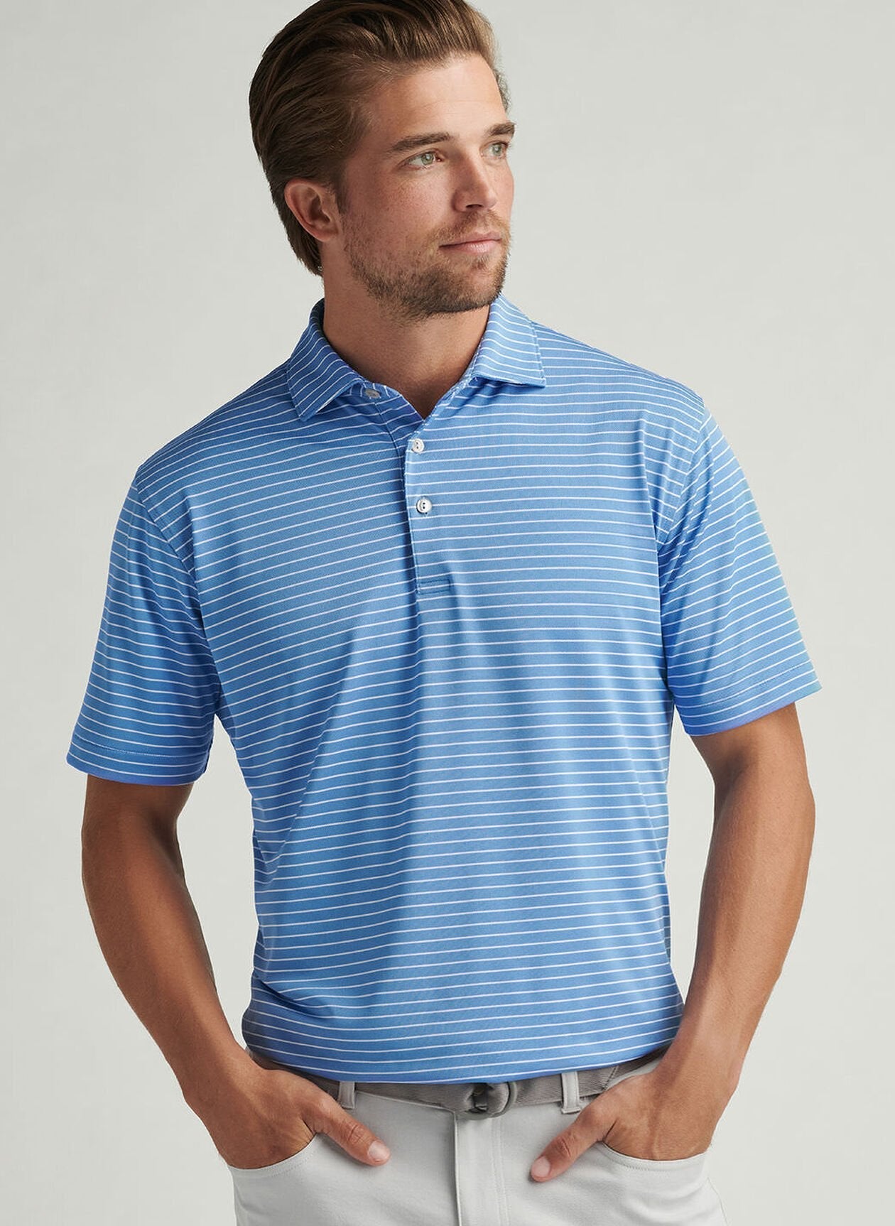  Peter Millar Winston Performance Mesh Polo: Blue Sea