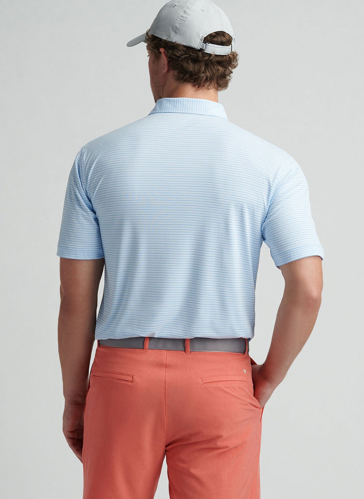  Peter Millar Featherweight Payne Stripe Polo: Cottage Blue