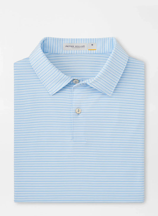  Peter Millar Featherweight Payne Stripe Polo: Cottage Blue