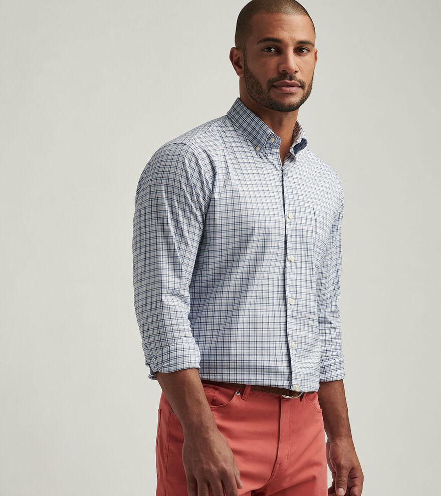  Peter Millar Albert Crown Lite Cotton-Stretch Sport Shirt: Blue Freesia