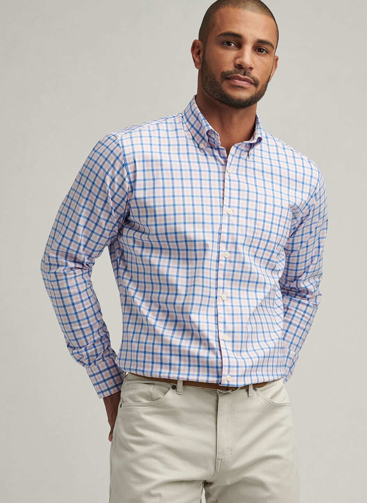  Peter Millar Gardner Crown Lite Cotton-Stretch Sport Shirt: Blue Poppy