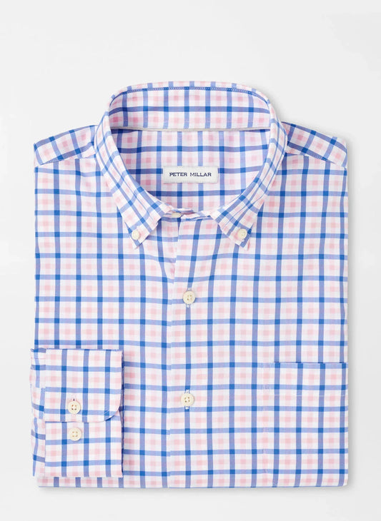  Peter Millar Gardner Crown Lite Cotton-Stretch Sport Shirt: Blue Poppy