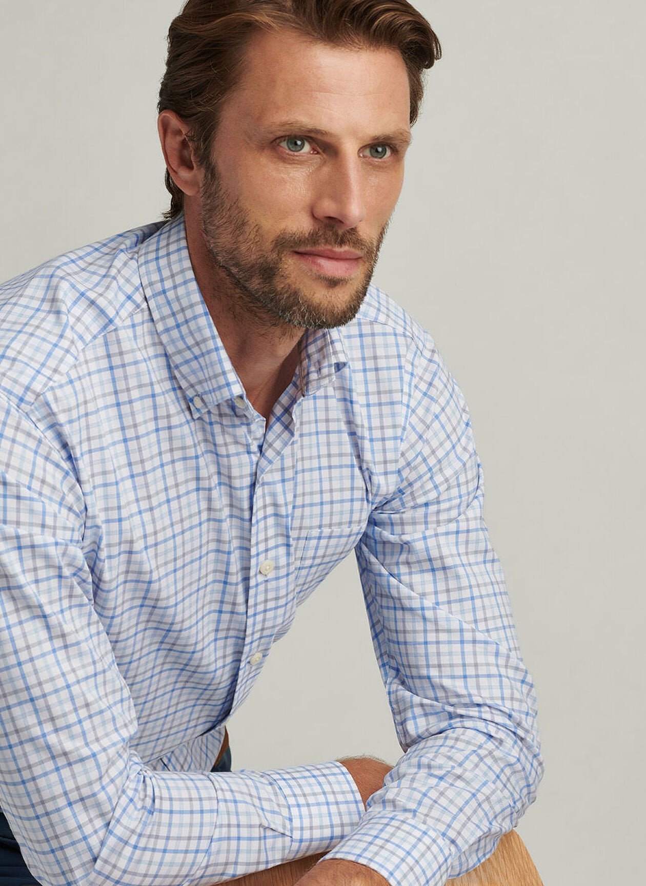  Peter Millar Calgary Crown Lite Cotton-Stretch Sport Shirt: Blue Poppy