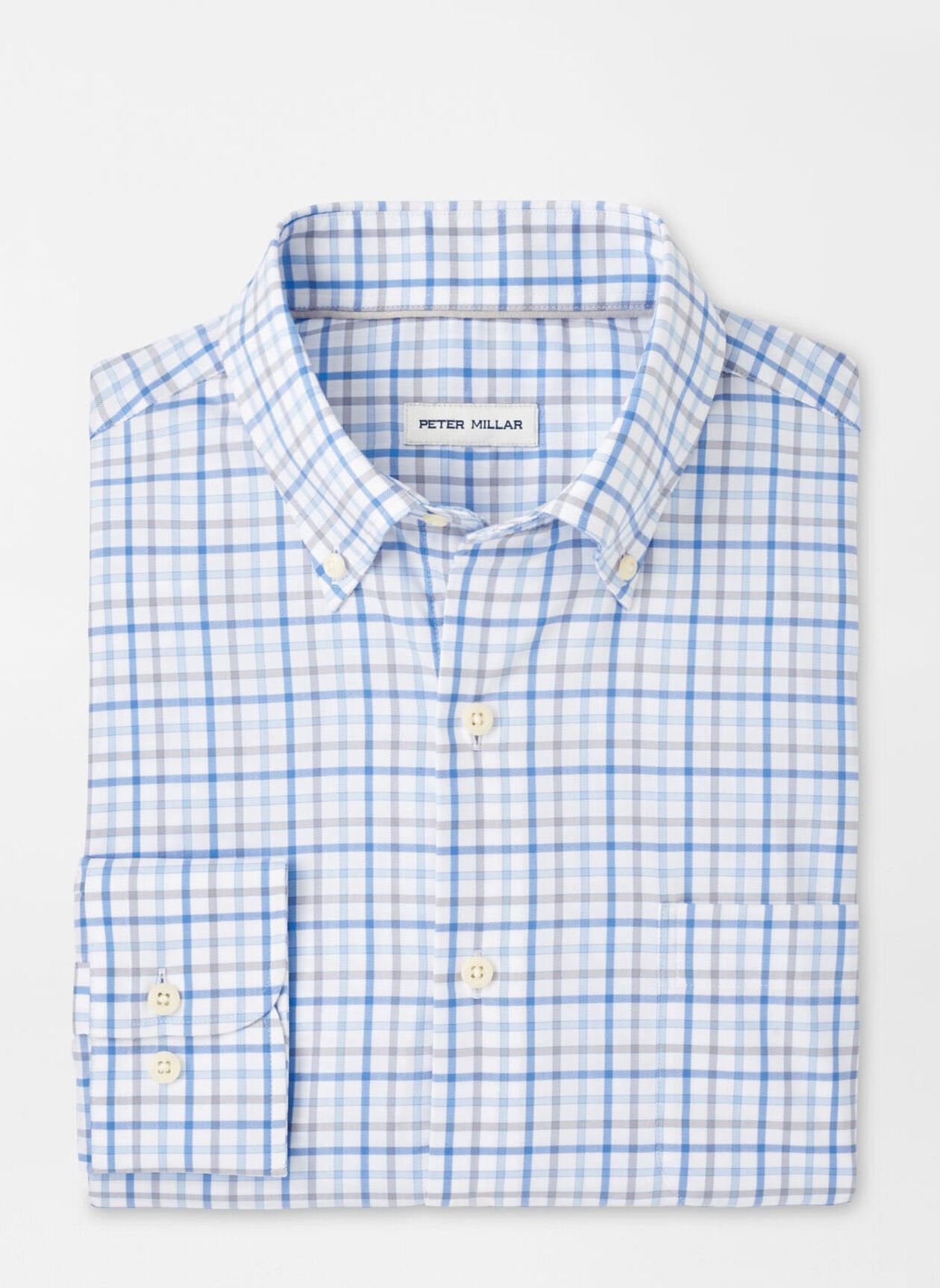  Peter Millar Calgary Crown Lite Cotton-Stretch Sport Shirt: Blue Poppy