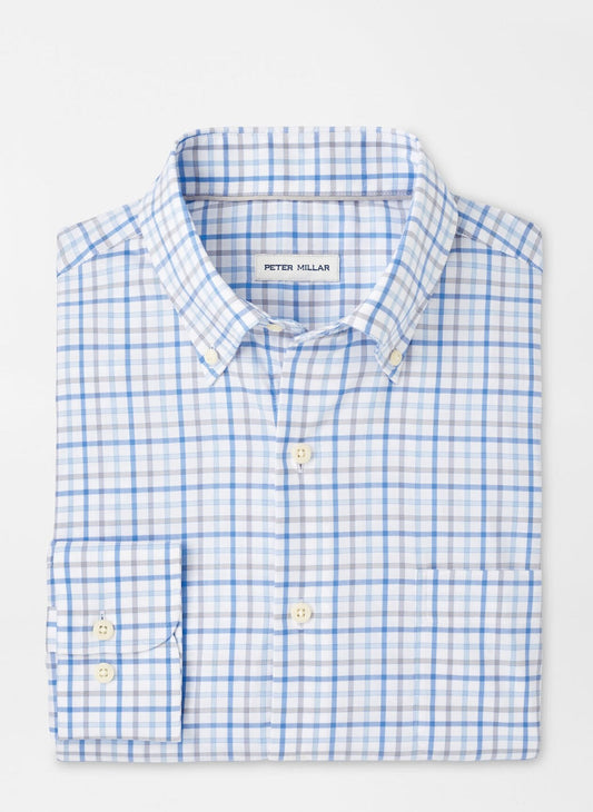  Peter Millar Calgary Crown Lite Cotton-Stretch Sport Shirt: Blue Poppy