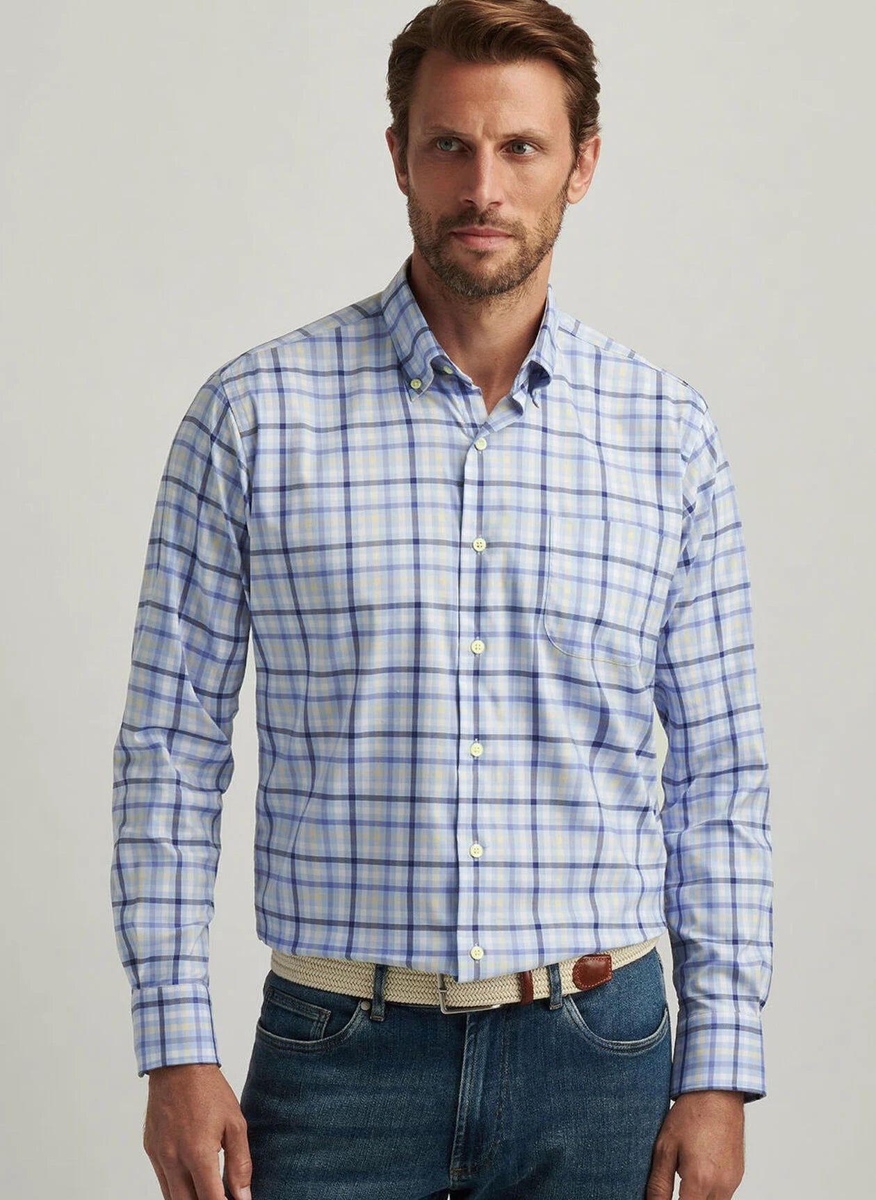  Peter Millar Chambly Crown Lite Cotton-Stretch Sport Shirt: Morning Blue