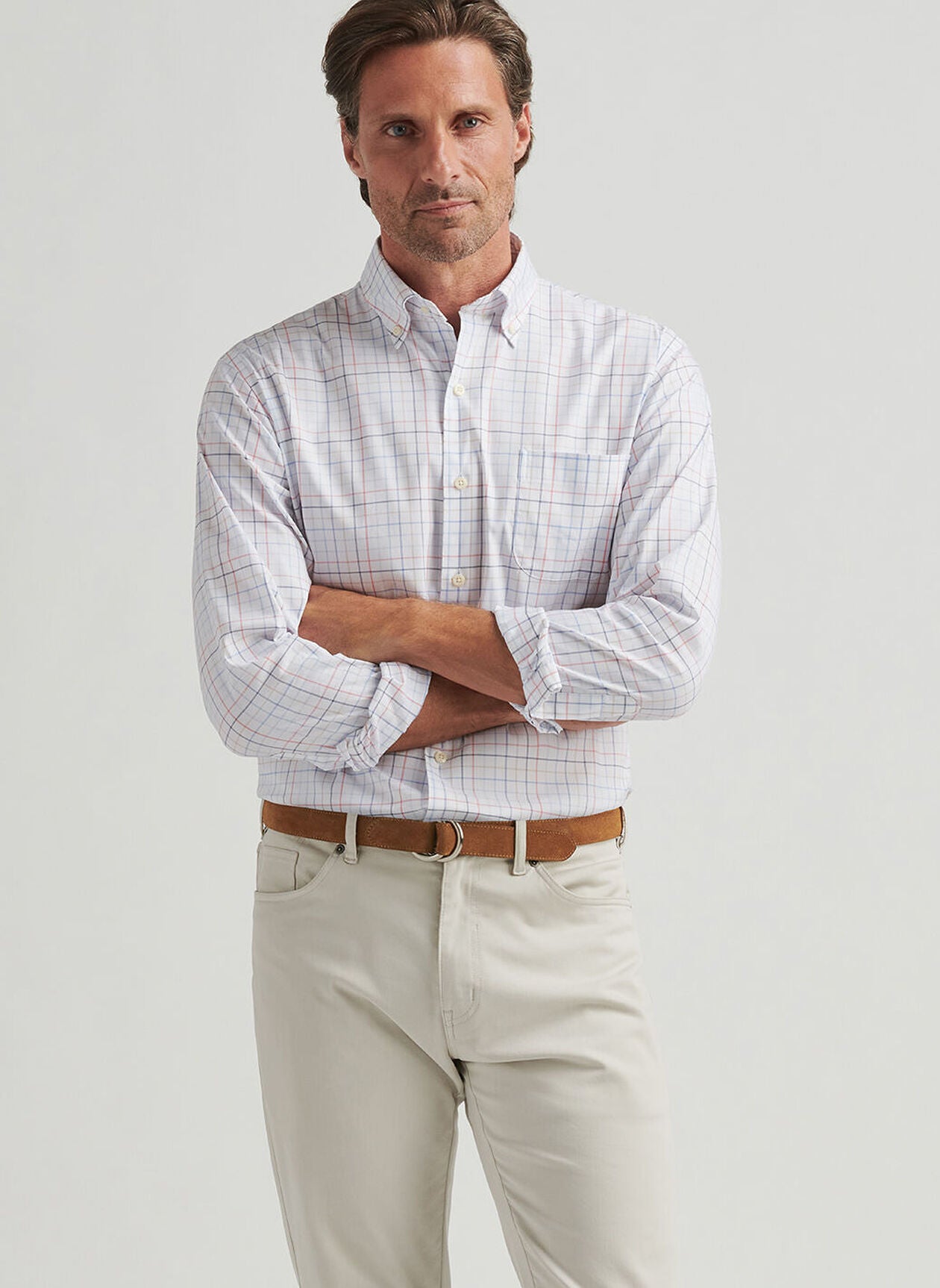  Peter Millar Allen Crown Lite Cotton-Stretch Sport Shirt: White