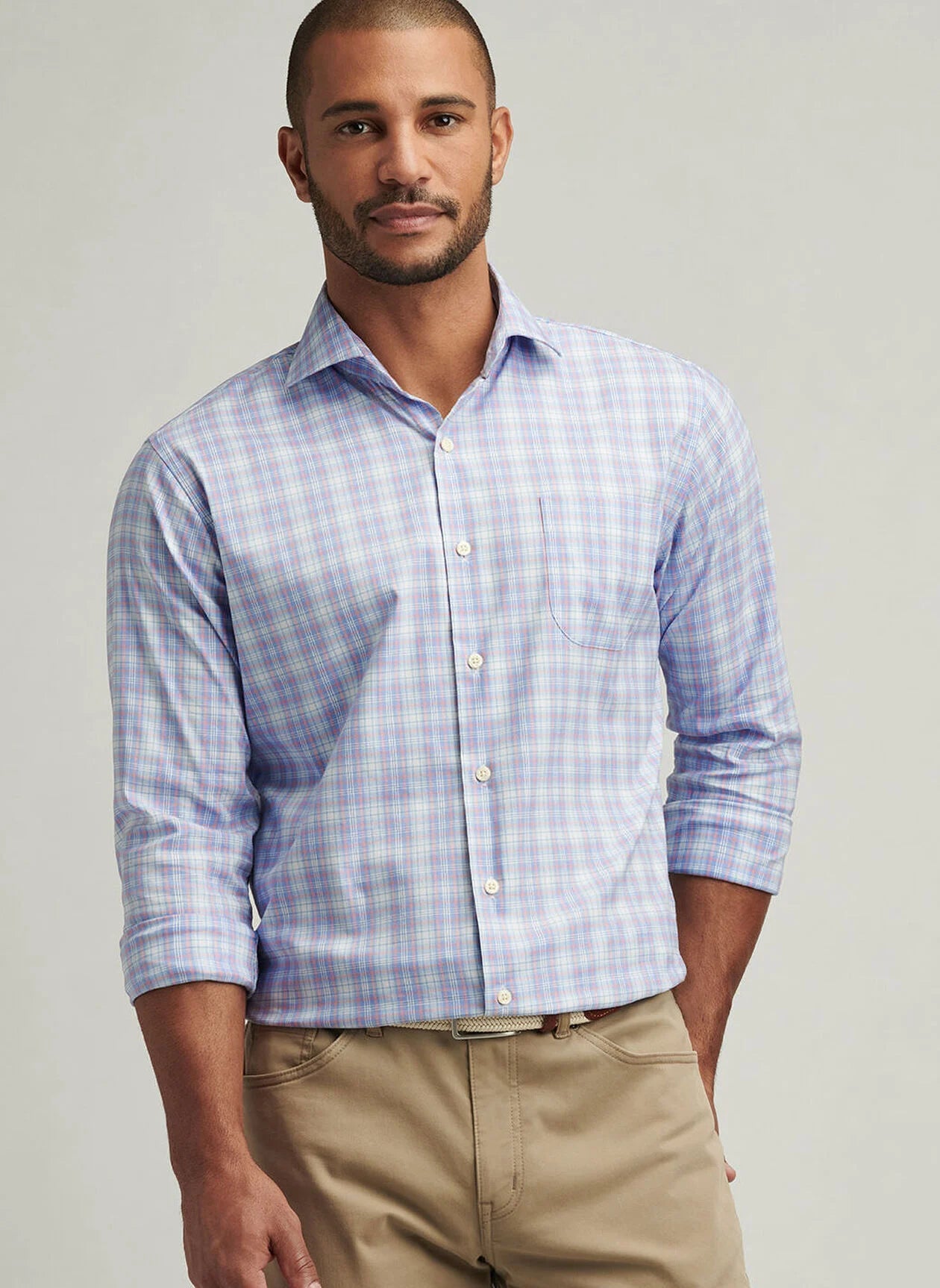  Peter Millar Windermere Crown Lite Cotton-Stretch Sport Shirt: Blue Poppy