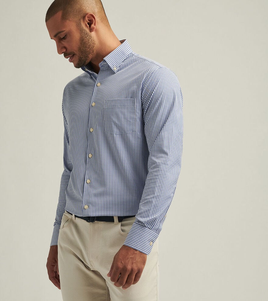  Peter Millar Derwent Performance Twill Sport Shirt: Sport Navy