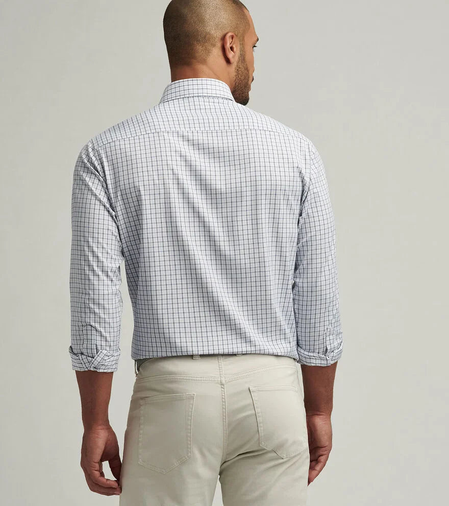  Peter Millar Hamilton Performance Twill Sport Shirt: Morning Blue