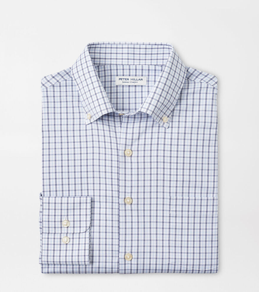  Peter Millar Hamilton Performance Twill Sport Shirt: Morning Blue
