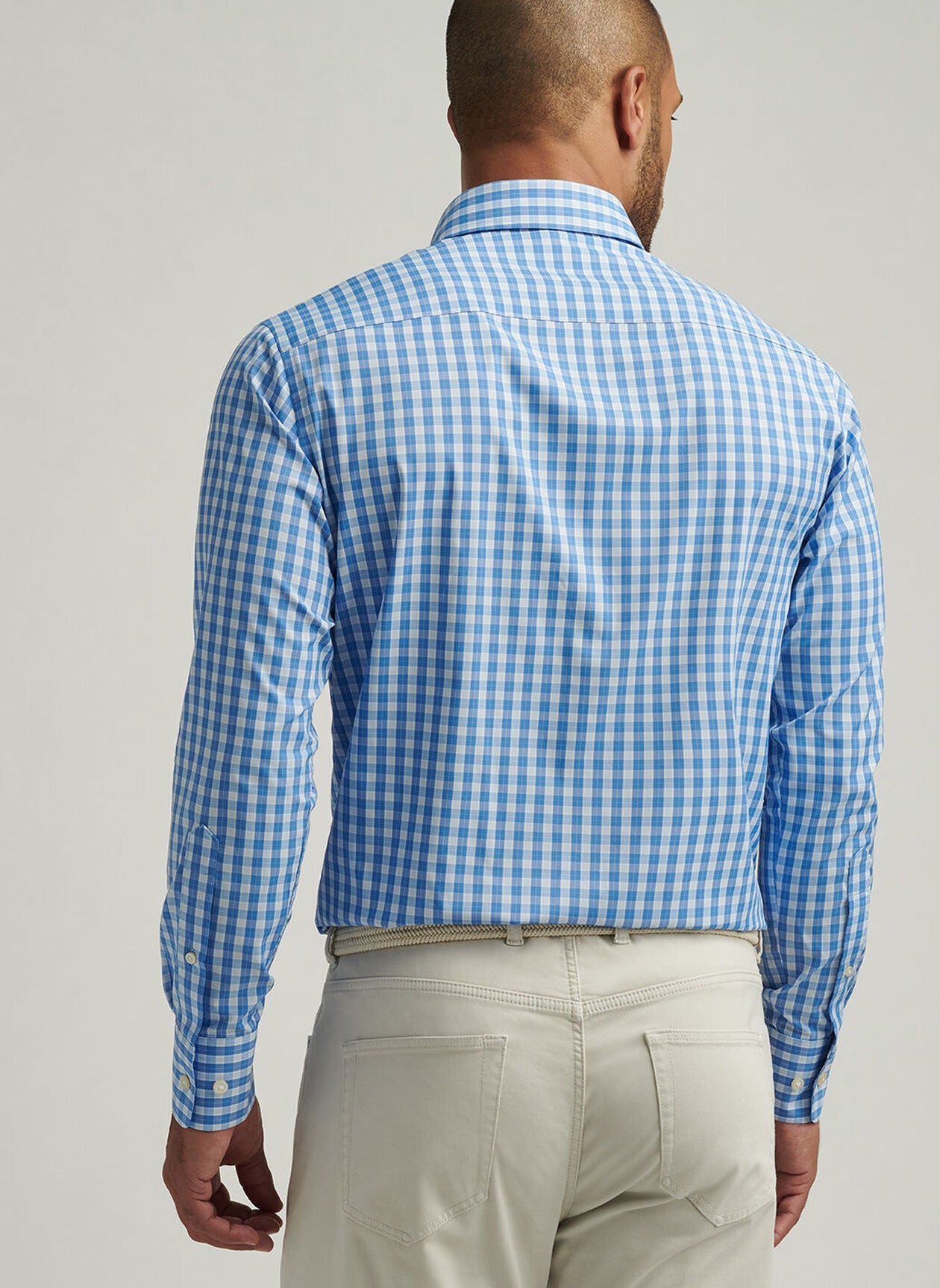  Peter Millar Leven Performance Twill Sport Shirt: Blue Poppy
