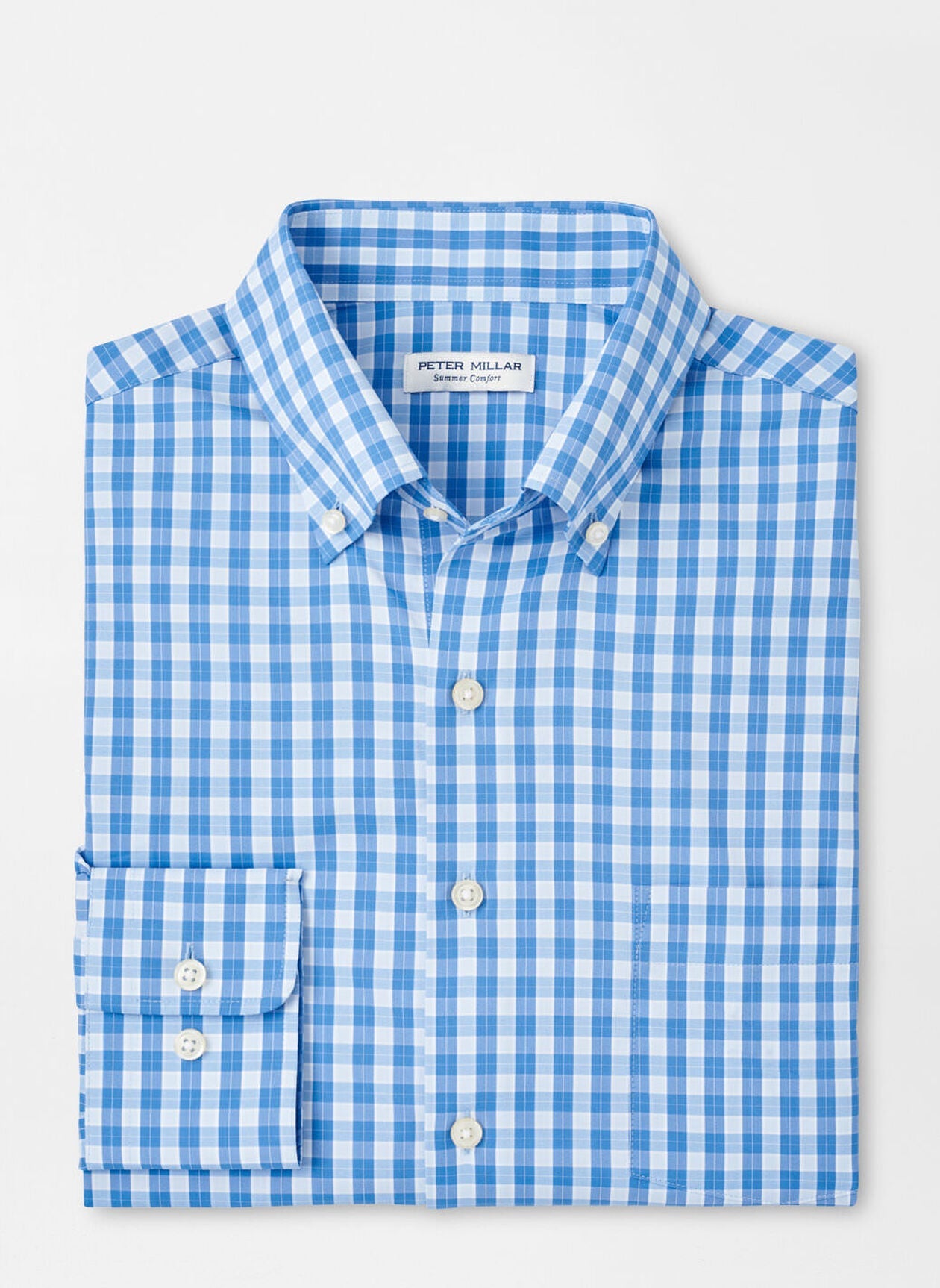  Peter Millar Leven Performance Twill Sport Shirt: Blue Poppy