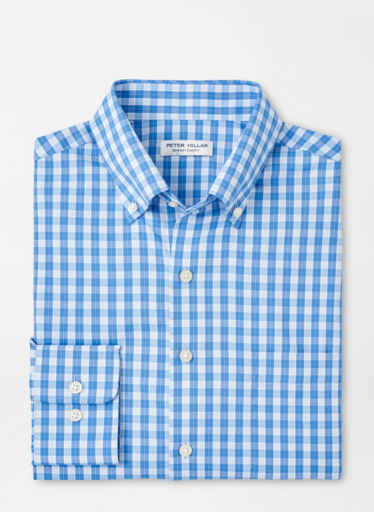  Peter Millar Leven Performance Twill Sport Shirt: Blue Poppy