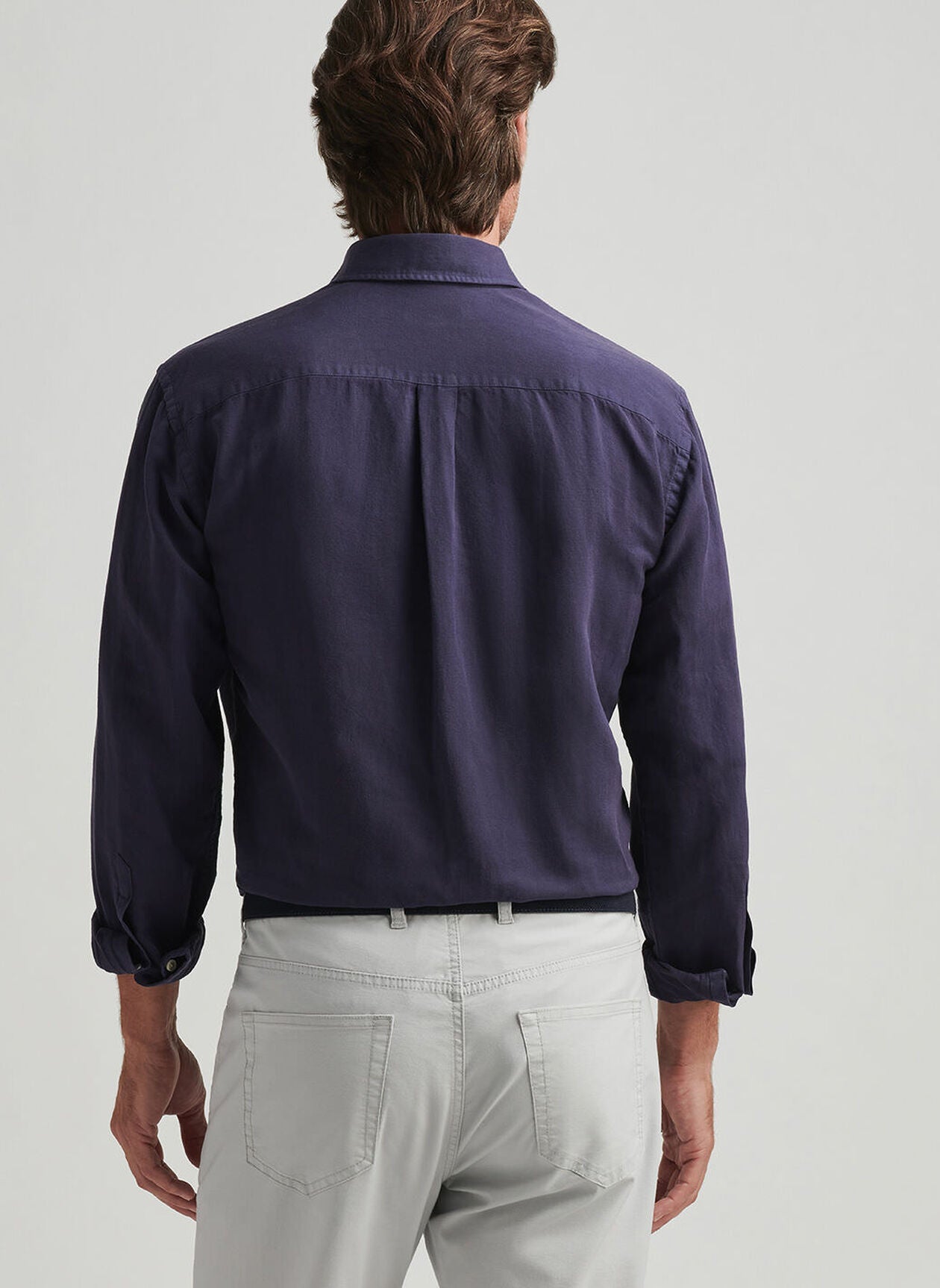  Peter Millar Canal Linen Cotton Shirt: Navy