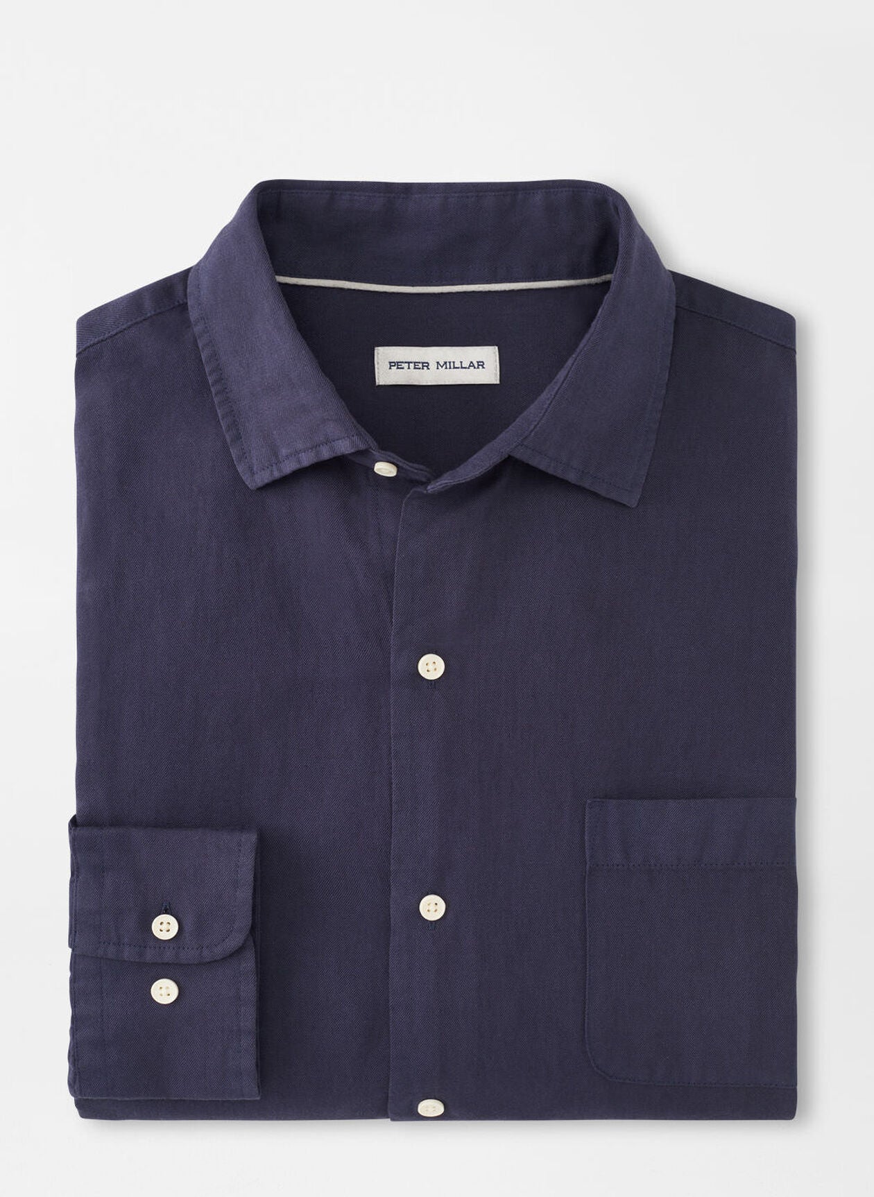  Peter Millar Canal Linen Cotton Shirt: Navy