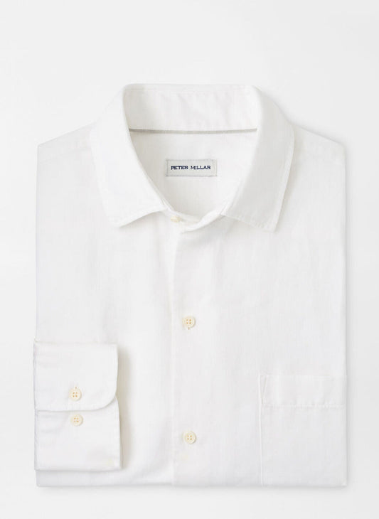  Peter Millar Canal Linen Cotton Shirt: White