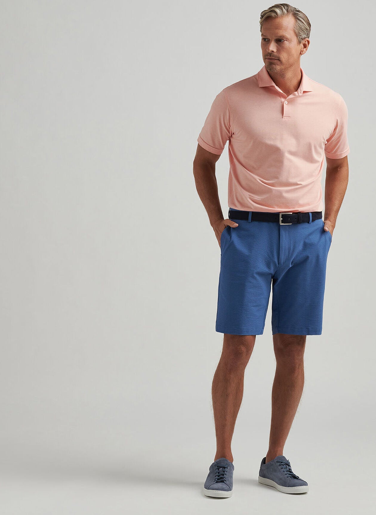  Peter Millar Crown Crafted Matlock Seersucker Performance Short: Ocean Blue