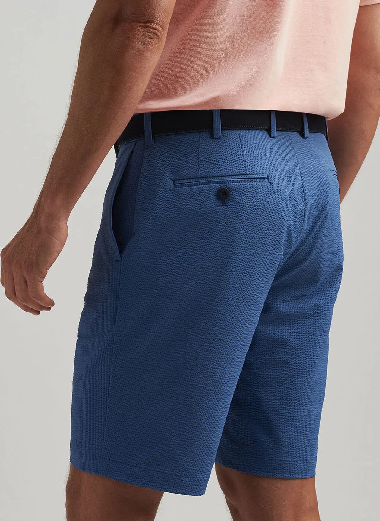  Peter Millar Crown Crafted Matlock Seersucker Performance Short: Ocean Blue