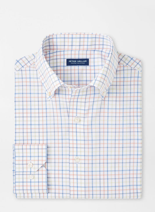  Peter Millar Baker Performance Poplin Sport Shirt: Fountain Blue