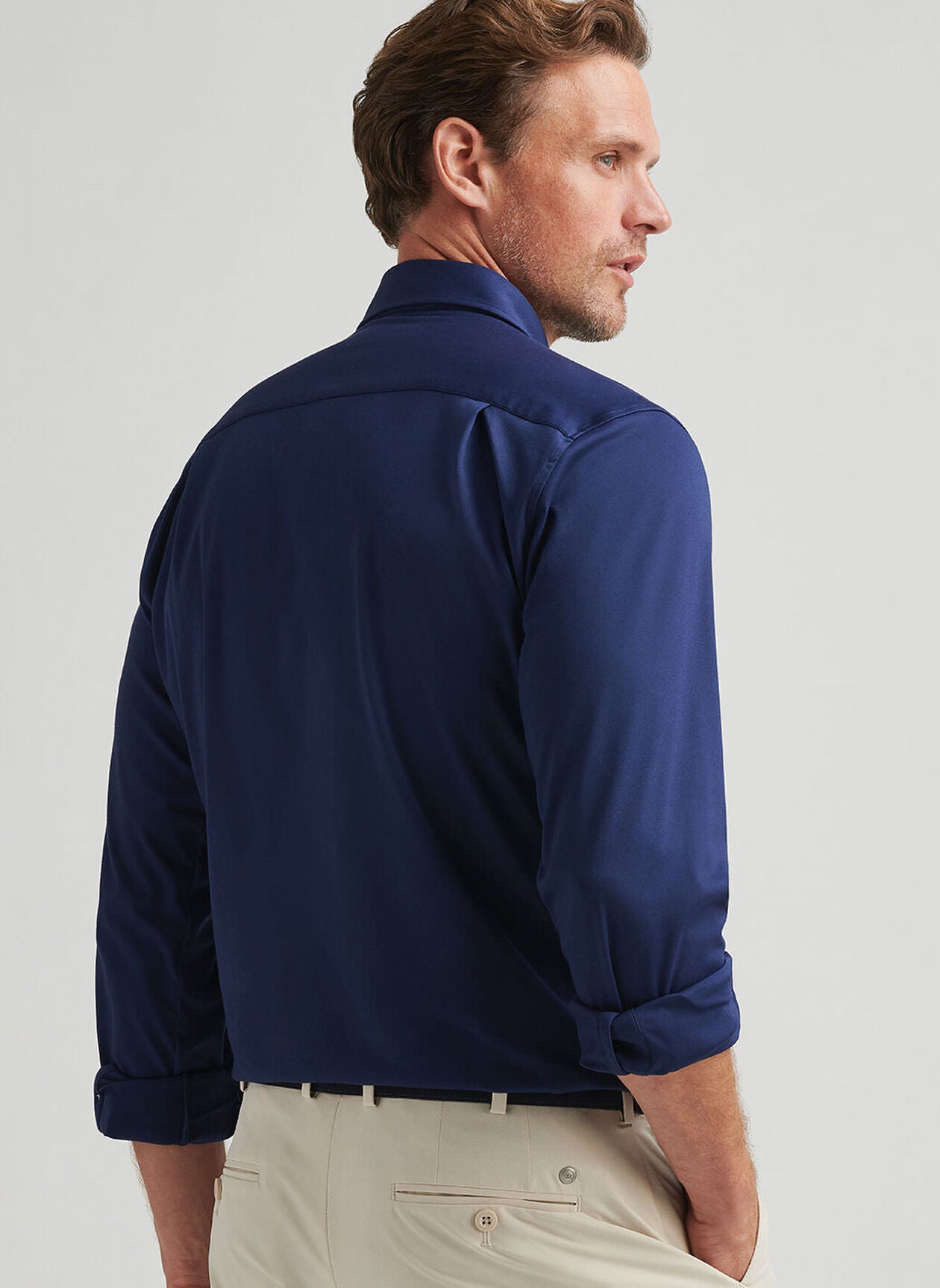  Peter Millar Excursionist Flex Solid Sport Shirt: Navy