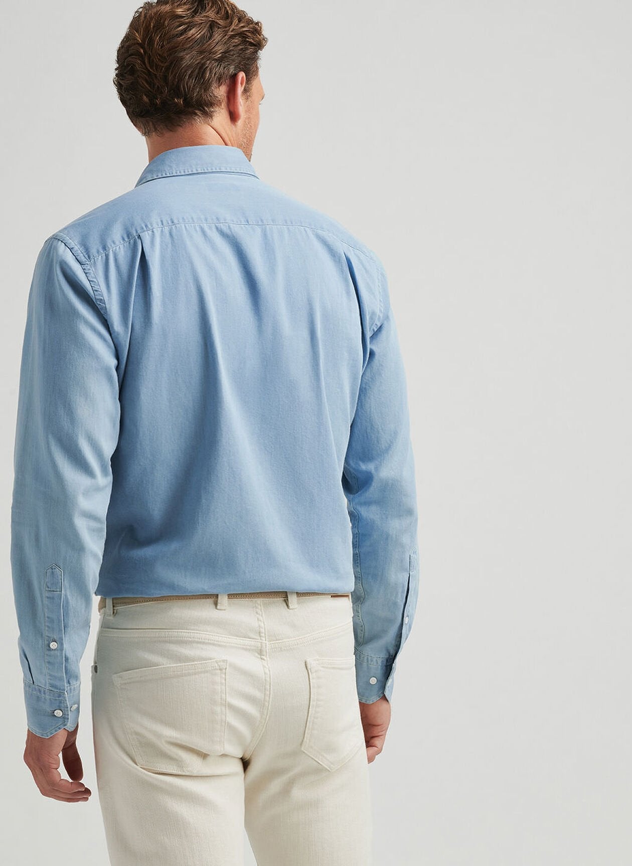  Peter Millar Elio Cotton Sport Shirt: Light Indigo