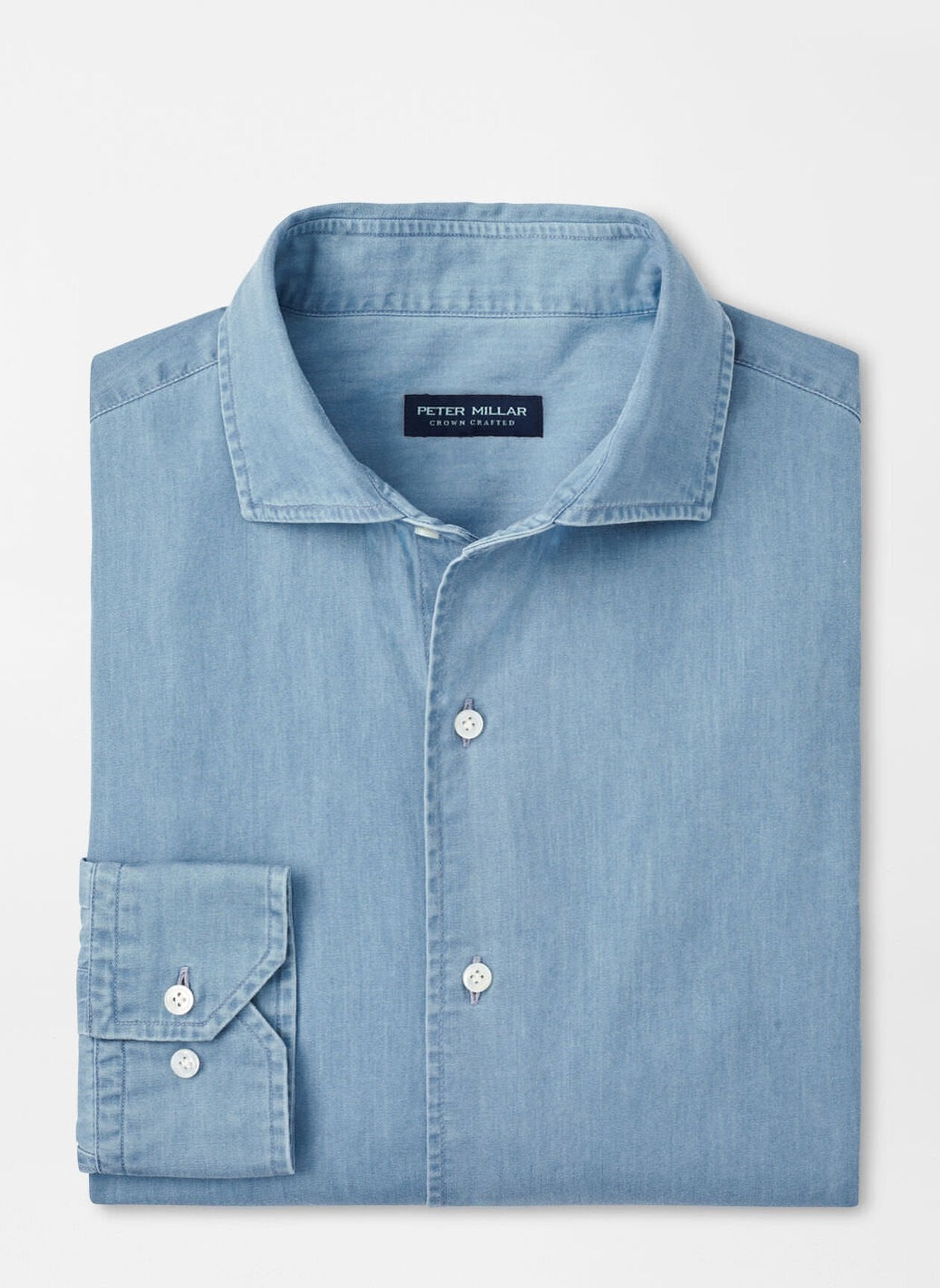  Peter Millar Elio Cotton Sport Shirt: Light Indigo