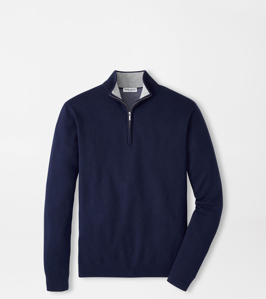  Peter Millar Coolspun Lite Cotton Quarter-Zip Sweater: Navy