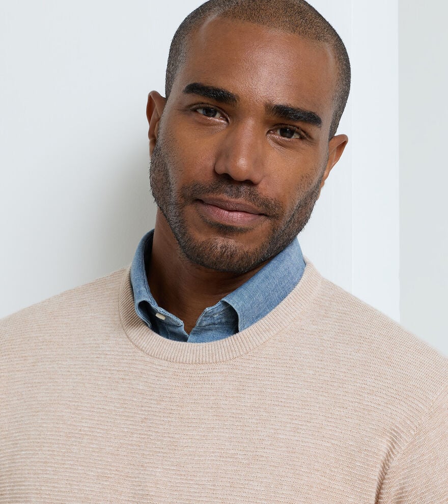  Peter Millar Coolspun Lite Textured Crewneck Sweater: Truffle