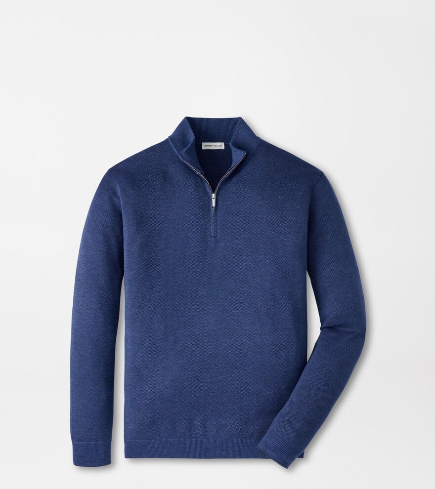  Peter Millar Coolspun Lite Birdseye Cotton Quarter-Zip Sweater: Navy