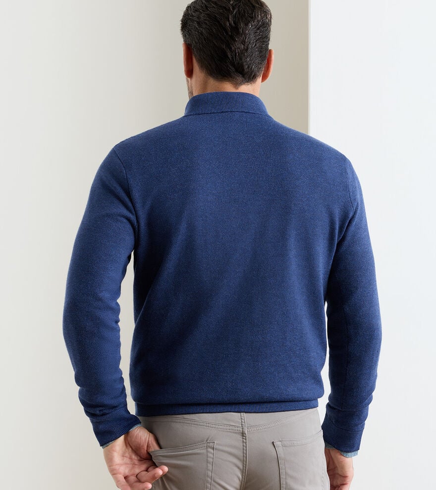  Peter Millar Coolspun Lite Birdseye Cotton Quarter-Zip Sweater: Navy