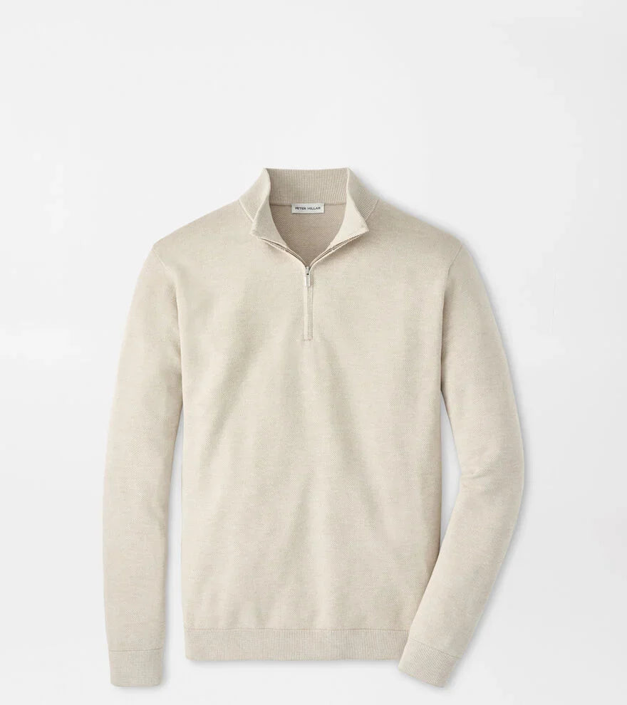  Peter Millar Coolspun Lite Birdseye Cotton Quarter-Zip Sweater: Truffle
