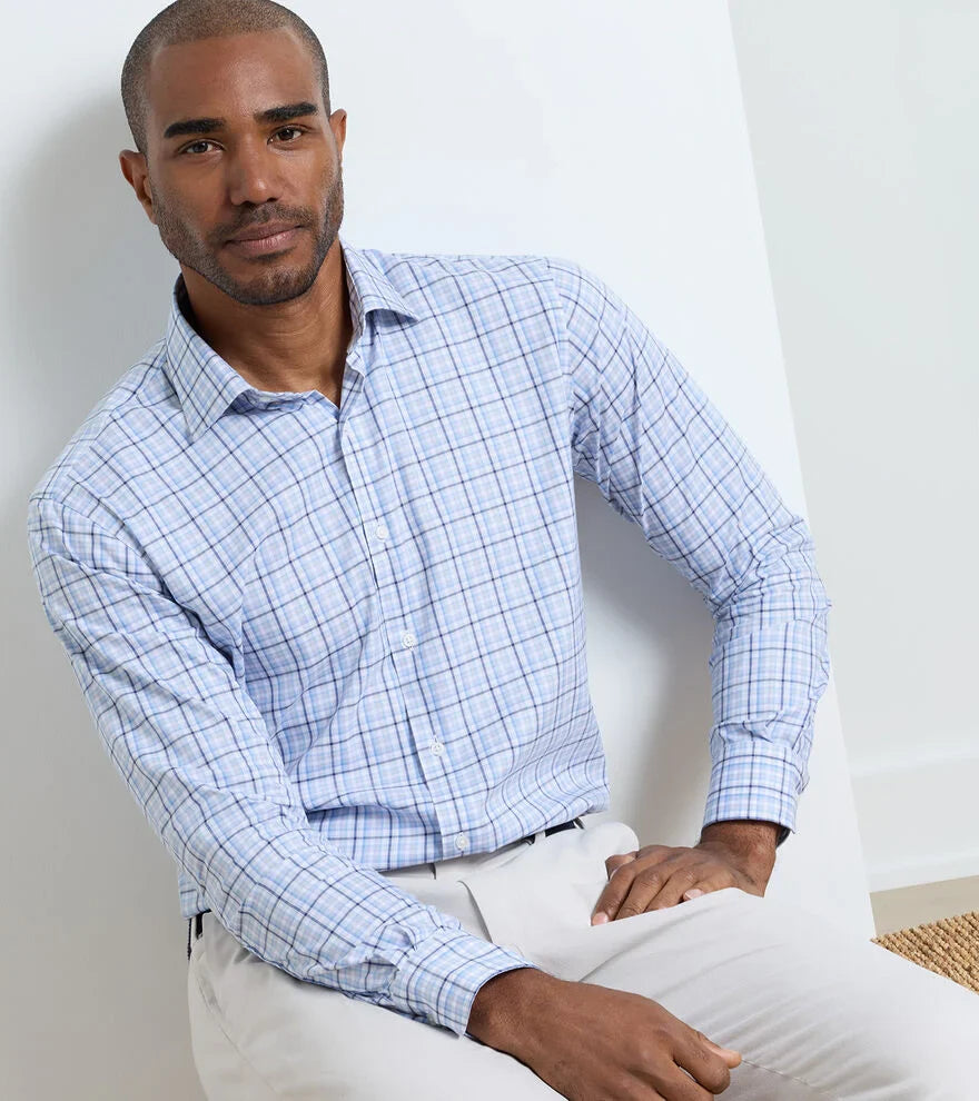  Peter Millar Simon Crown Lite Cotton-Stretch Sport Shirt: Cottage Blue