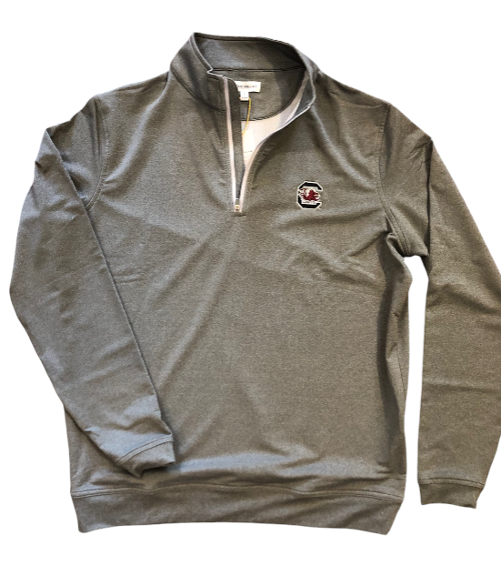  Peter Millar University Of South Carolina Block C Perth Melange Performance 1/4 Zip: Smoke