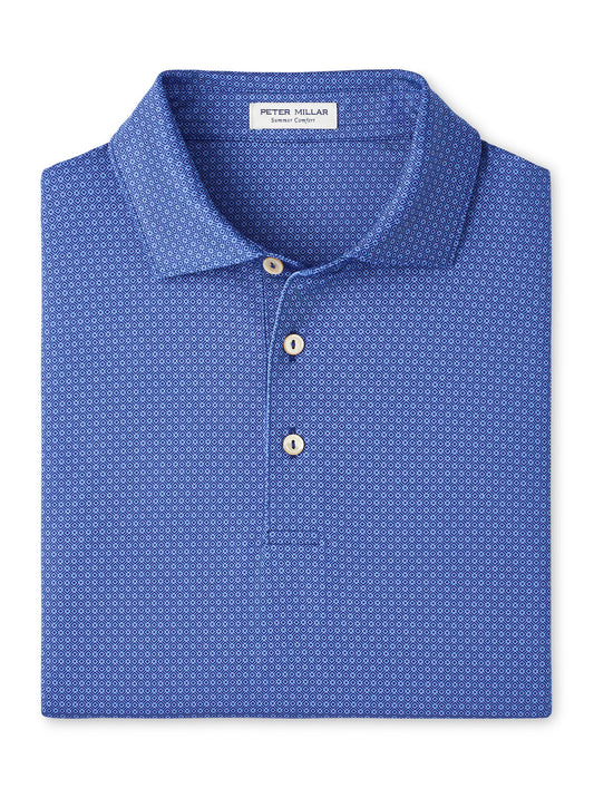  Peter Millar Axle Geo Performance Jersey Polo: Sport Navy